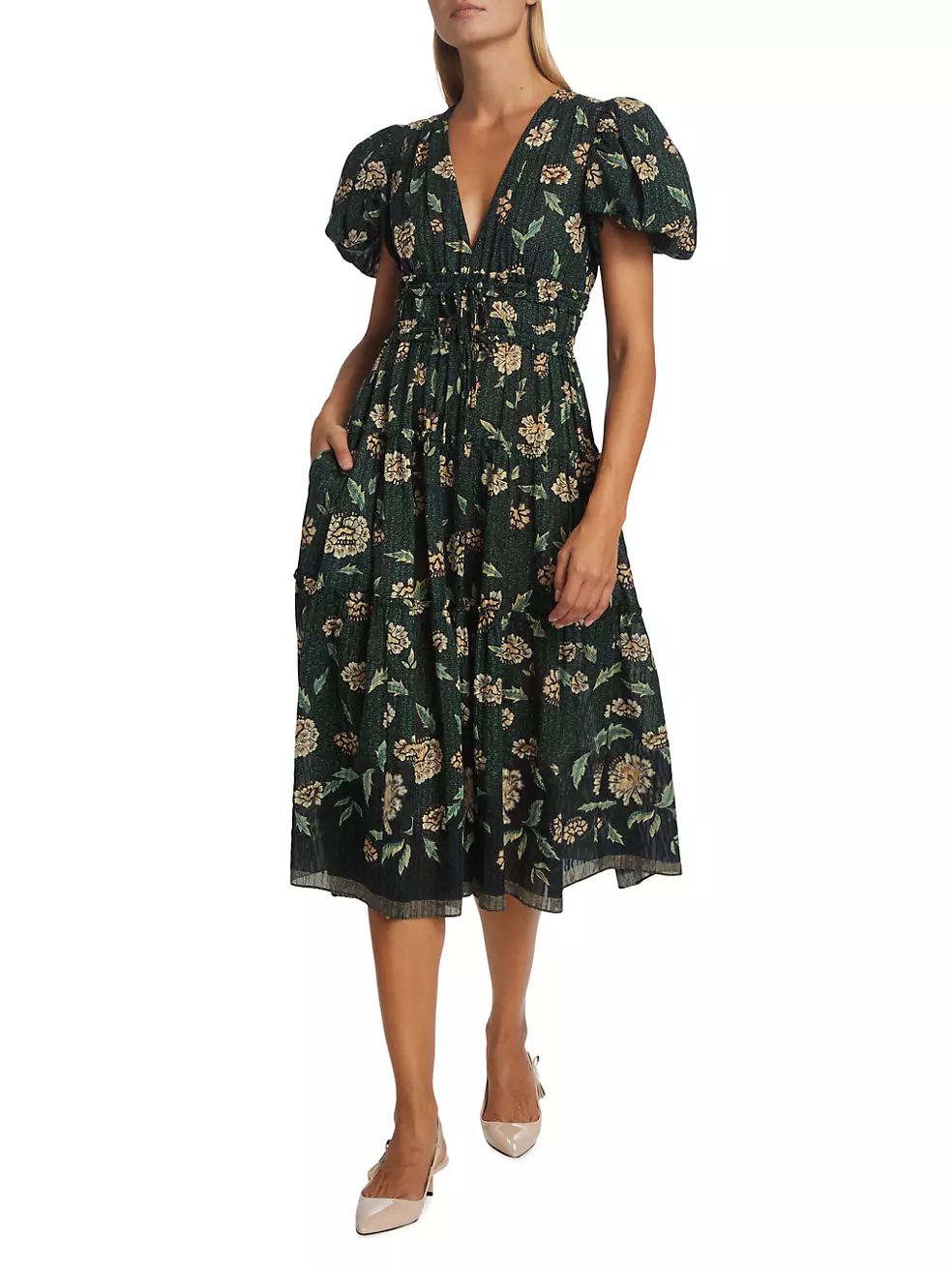 Eloisa Floral Peaseant Midi-Dress | Saks Fifth Avenue