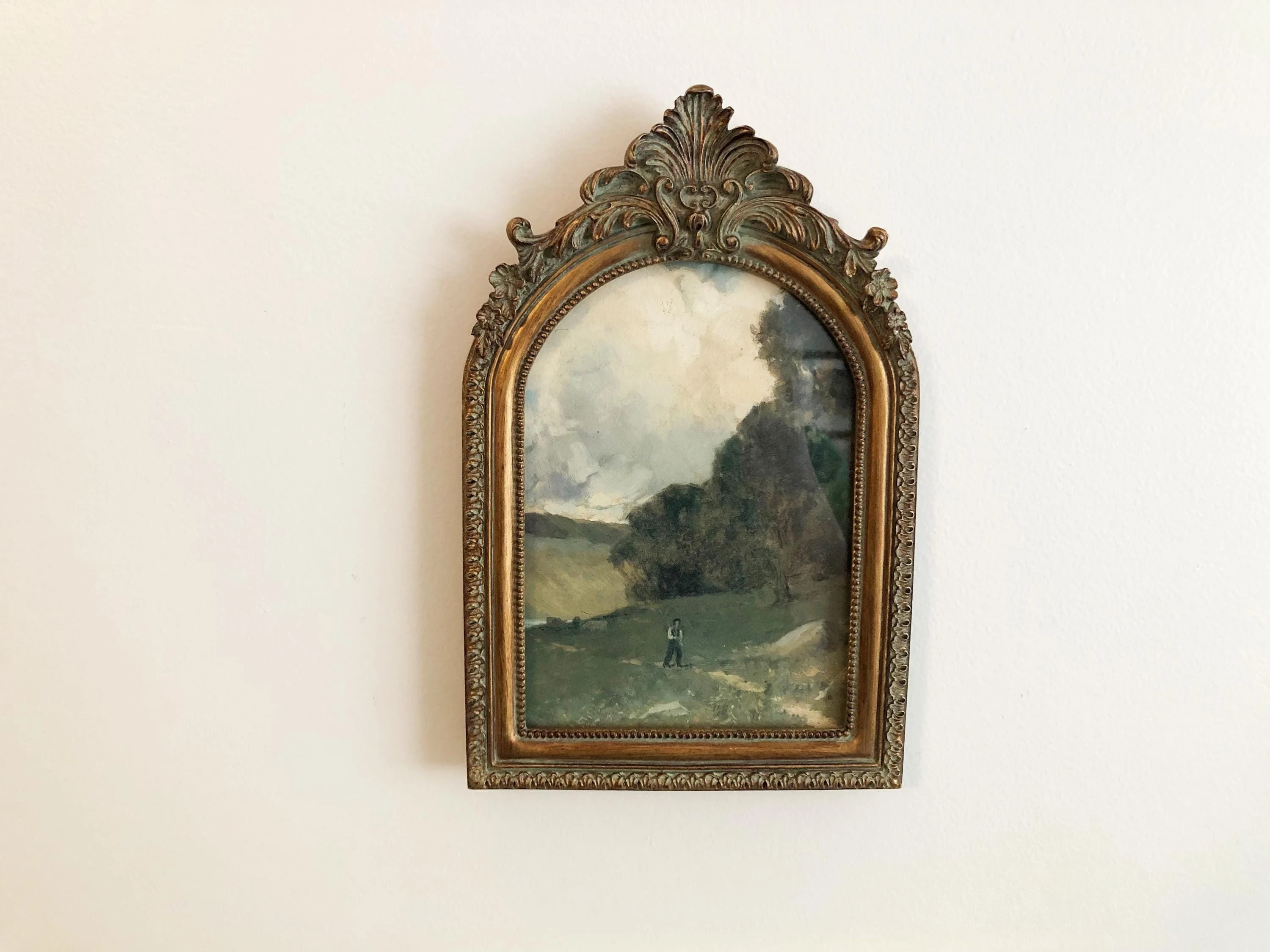 Vintage Landscape Art Print in Baroque Bronze Arch Frame - Etsy | Etsy (US)