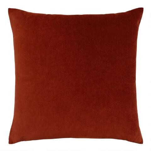 Cognac Brown Velvet Throw Pillow | World Market