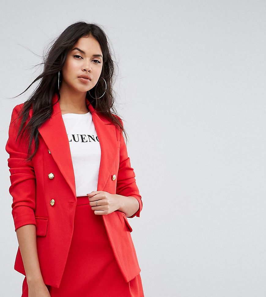 Missguided Gold Button Blazer - Red | ASOS US