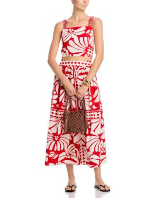 AQUA Floral Border Top & Midi Skirt - Exclusive | Bloomingdale's Women | Bloomingdale's (AU)