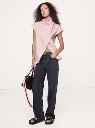 COTTON POPLIN COWL NECK TUNIC | Banana Republic (US)