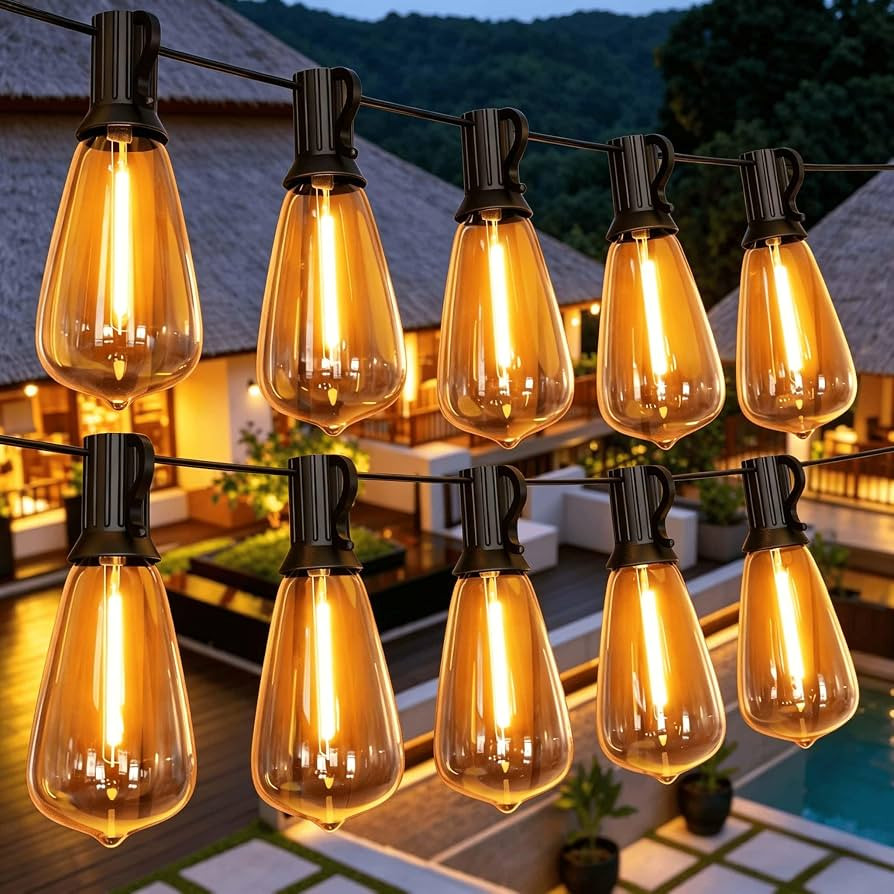 GPATIO Outdoor String Lights, 100FT ST38 Bulbs Shatterproof Patio Lights, Waterproof Dimmable Out... | Amazon (US)