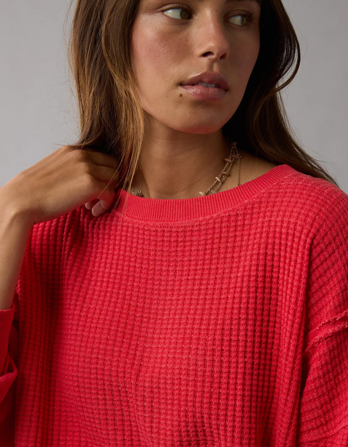 AE Big Hug Waffle Crew Neck Sweatshirt | American Eagle Outfitters (US & CA)