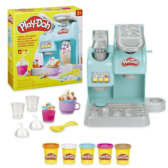Play-Doh Kitchen Creations Colorful Cafe Playset with 5 Modeling Compound Colors, Play Coffee Toy | Walmart (US)