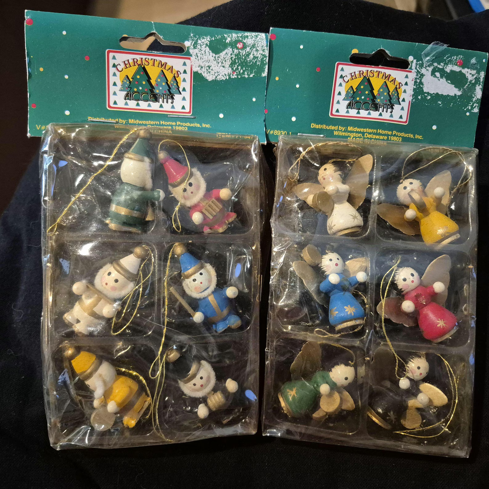 New in Original Packaging Small Painted Wooden Ornaments Angels and Santa Elves - Etsy | Etsy (US)