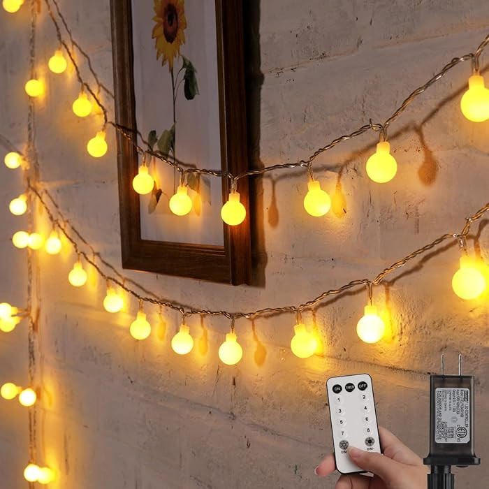 Minetom Globe String Lights, 33 Feet 100 Led Fairy Lights Plug in, 8 Modes with Remote Mini Globe... | Amazon (US)