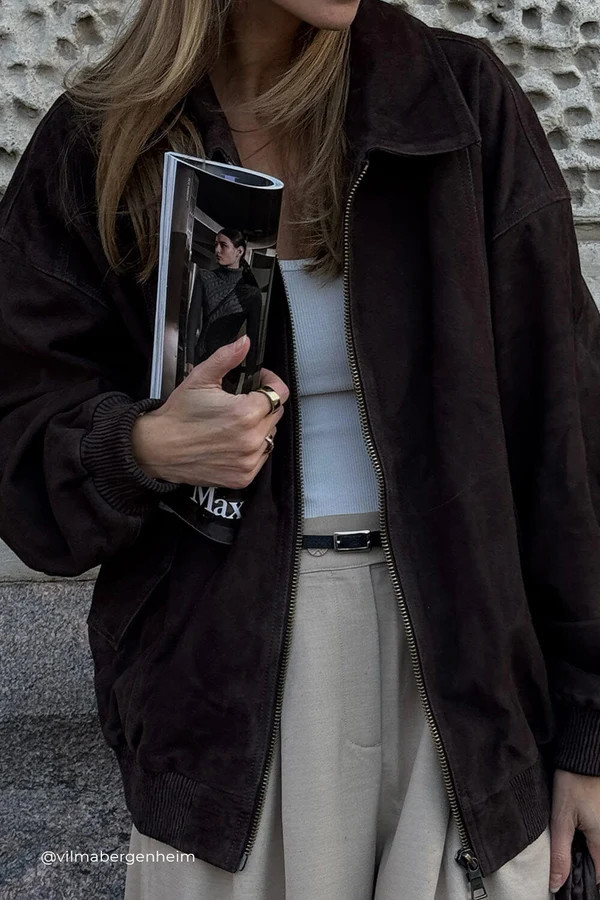 DALTON BITTER CHOC SUEDE BOMBER | DISSH