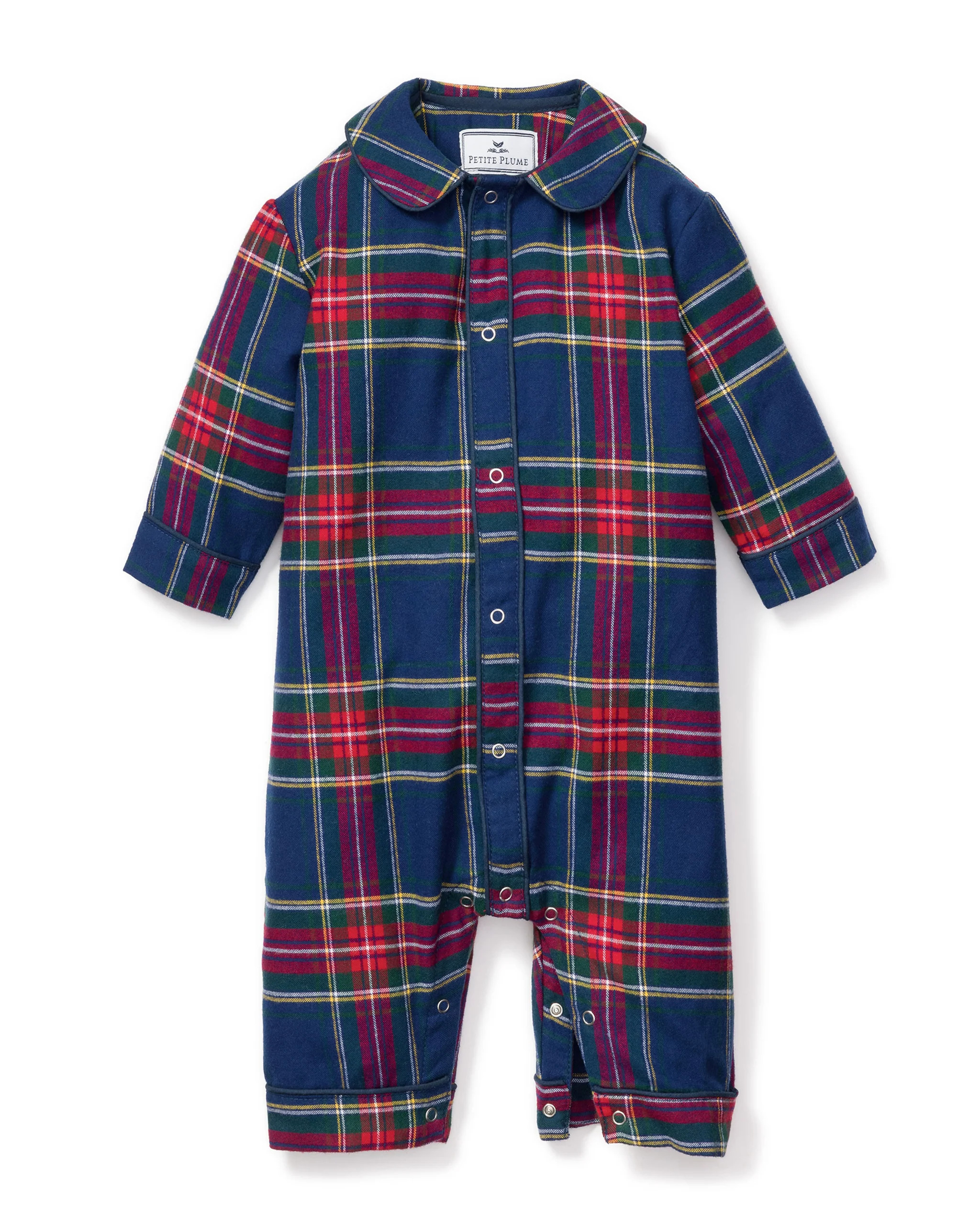 Baby's Brushed Twill Cambridge Romper in Windsor Tartan | Petite Plume
