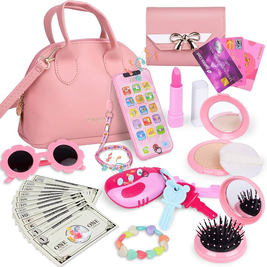 Learn2M Play Purse for Little Girls Ages 3-6, My First Purse Toy with Handbag, Makeup Set, Sungla... | Amazon (US)