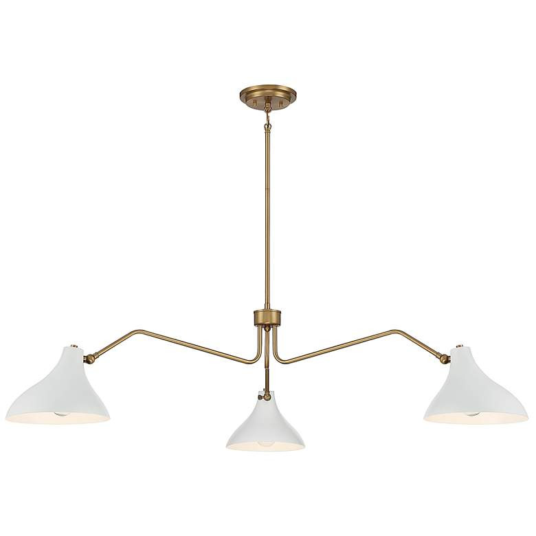 Natural Brass White 3-Light Chandelier Hanging - #406F9 | Lamps Plus | Lamps Plus