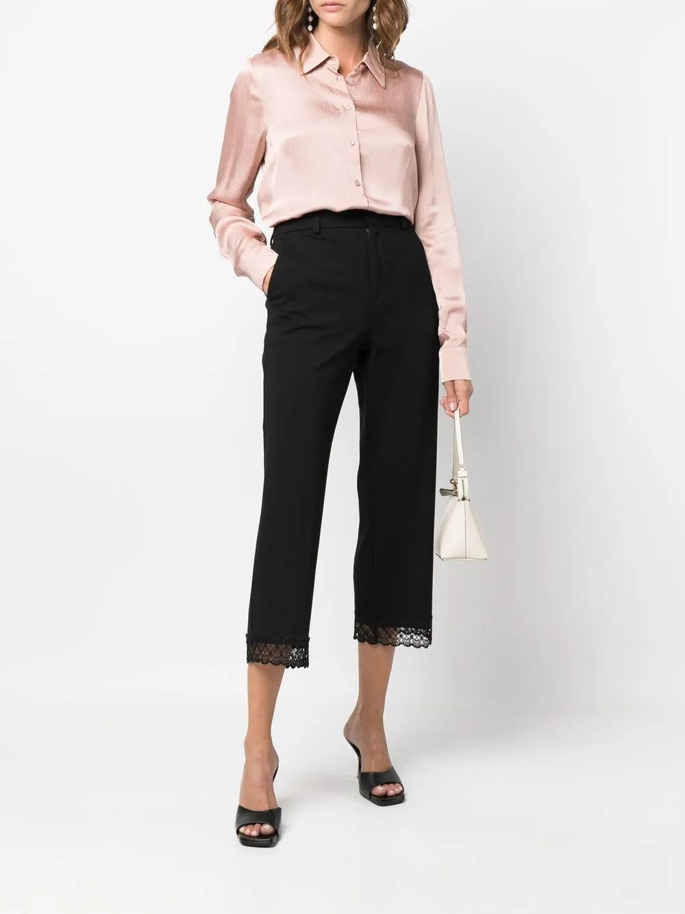 New SeasonTWINSETcropped lace-trim trousers | Farfetch Global