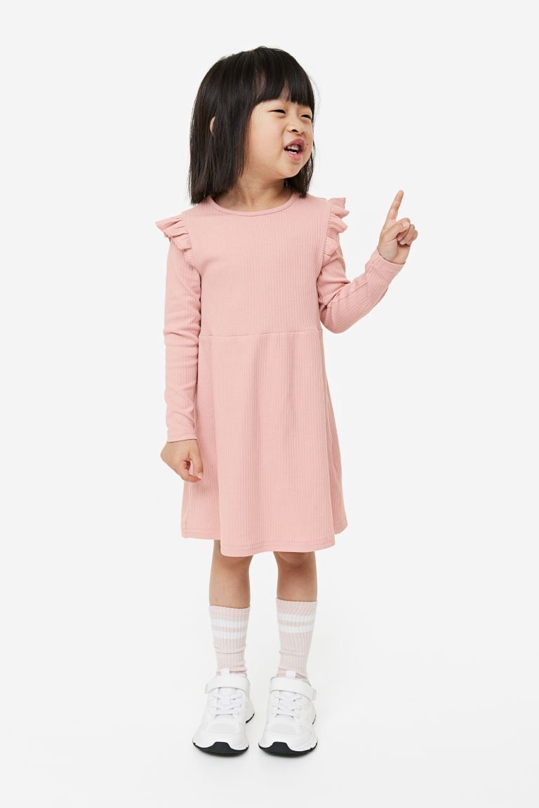 Ribbed Jersey Dress - Dusty pink - Kids | H&M US | H&M (US + CA)