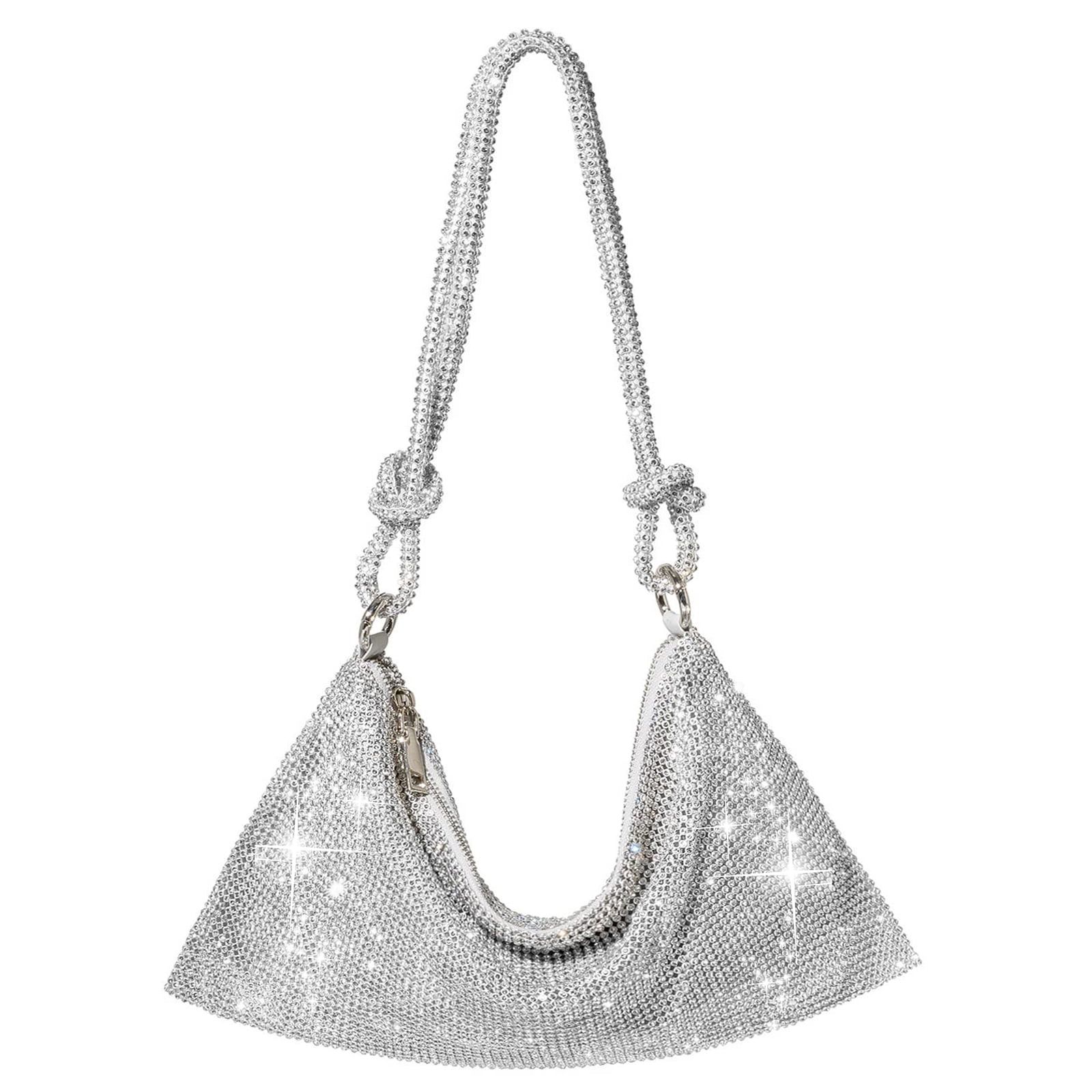 CUMKA Rhinestone Purses for Women Chic Sparkly Evening Handbag Bling Hobo Bag Shiny Silver Clutch... | Walmart (US)