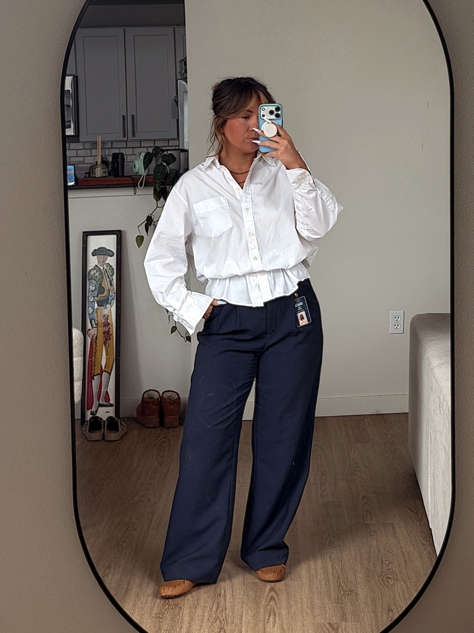 shirt - gap
pants - abercrombie 
mocs - minnetonka

#LTKootd #LTKWorkwear