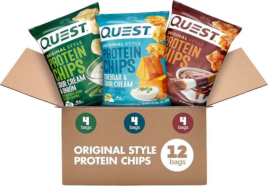 Quest Nutrition Protein Chips Variety Pack, BBQ, Cheddar & Sour Cream, Sour Cream & Onion, High P... | Amazon (US)