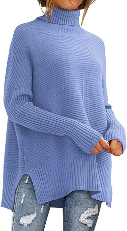 Amazon.com: LILLUSORY Womens Chunky Turtleneck Tunic Oversized Poncho Fall Sweaters 2022 Lightwei... | Amazon (US)