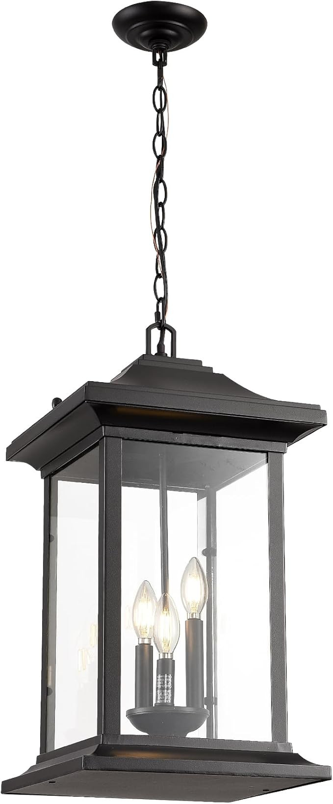Outdoor Pendant Light, 23.6" H Large Exterior Hanging Light, 3-Light Outdoor Chandelier, Modern B... | Amazon (US)
