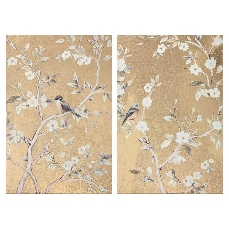 2-Piece Gold Foiled Chinoiserie Canvas Wall Art, 20x30 | At Home