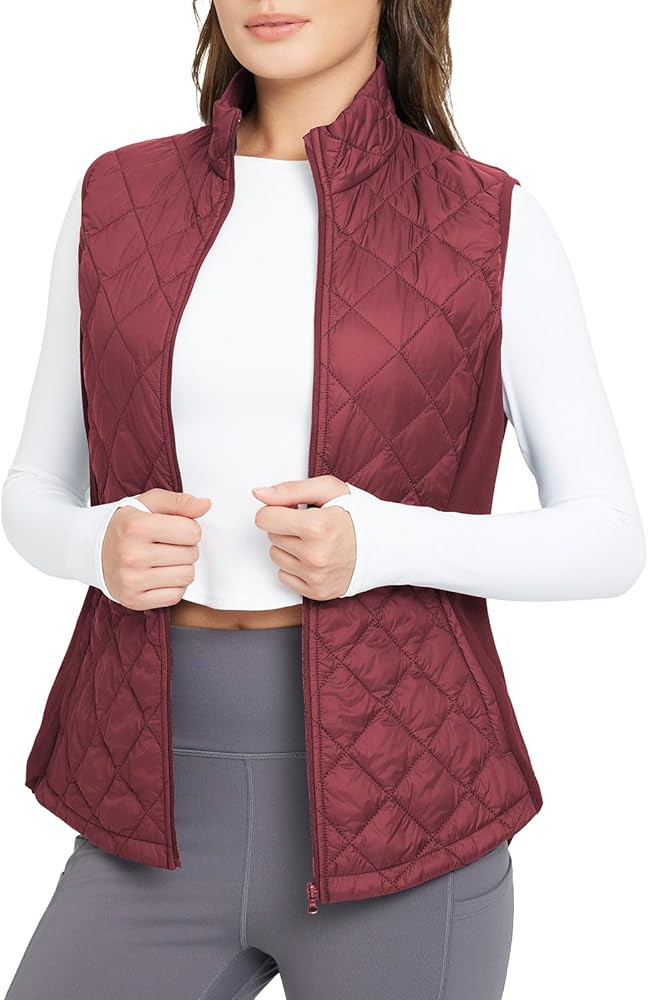 baleaf Women's Puffer Vest Lightweight Winter Warm Stand Collar Quilted Vests Water Resistant Zip... | Amazon (US)