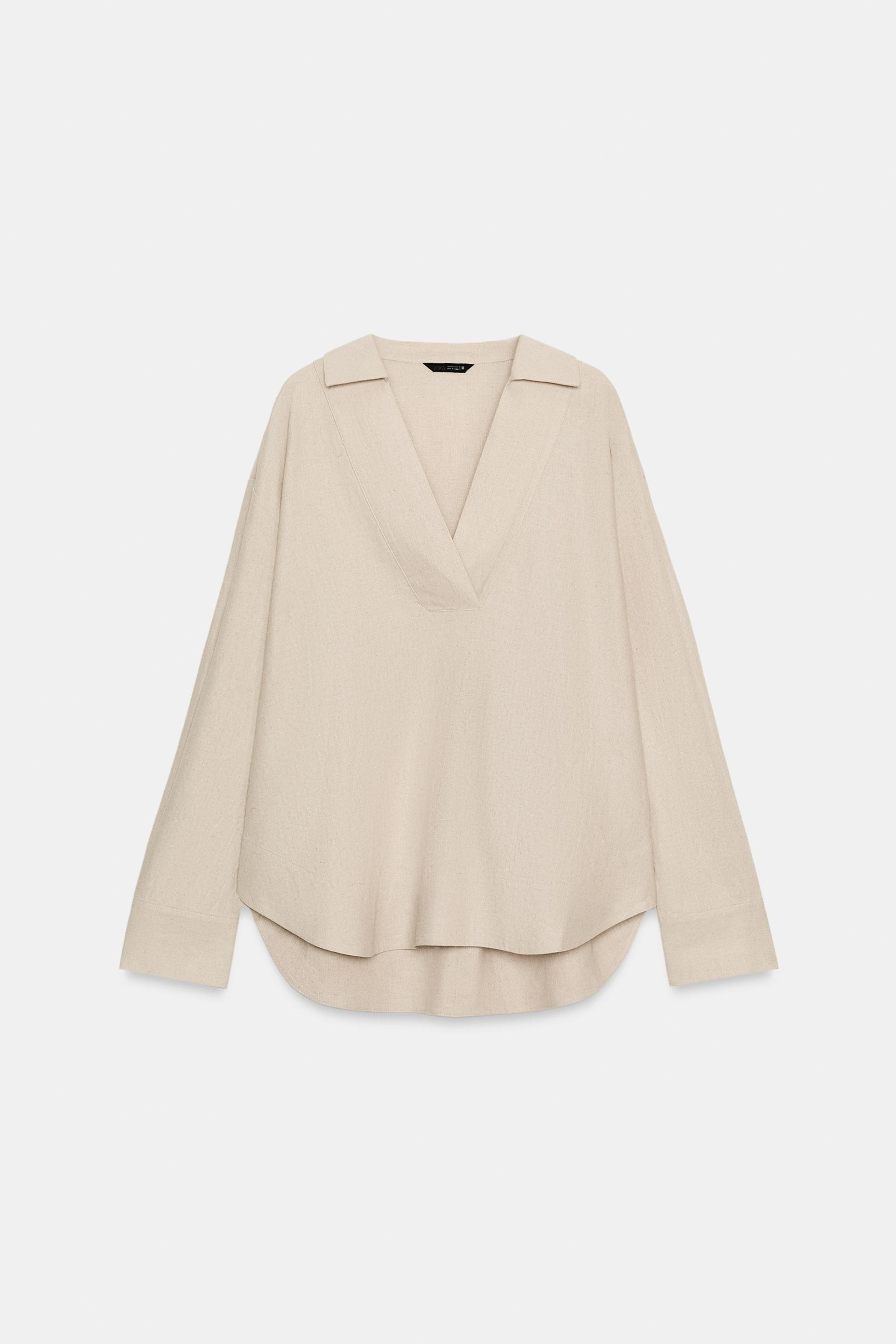 OVERSIZE LINEN BLEND BLOUSE | Zara US