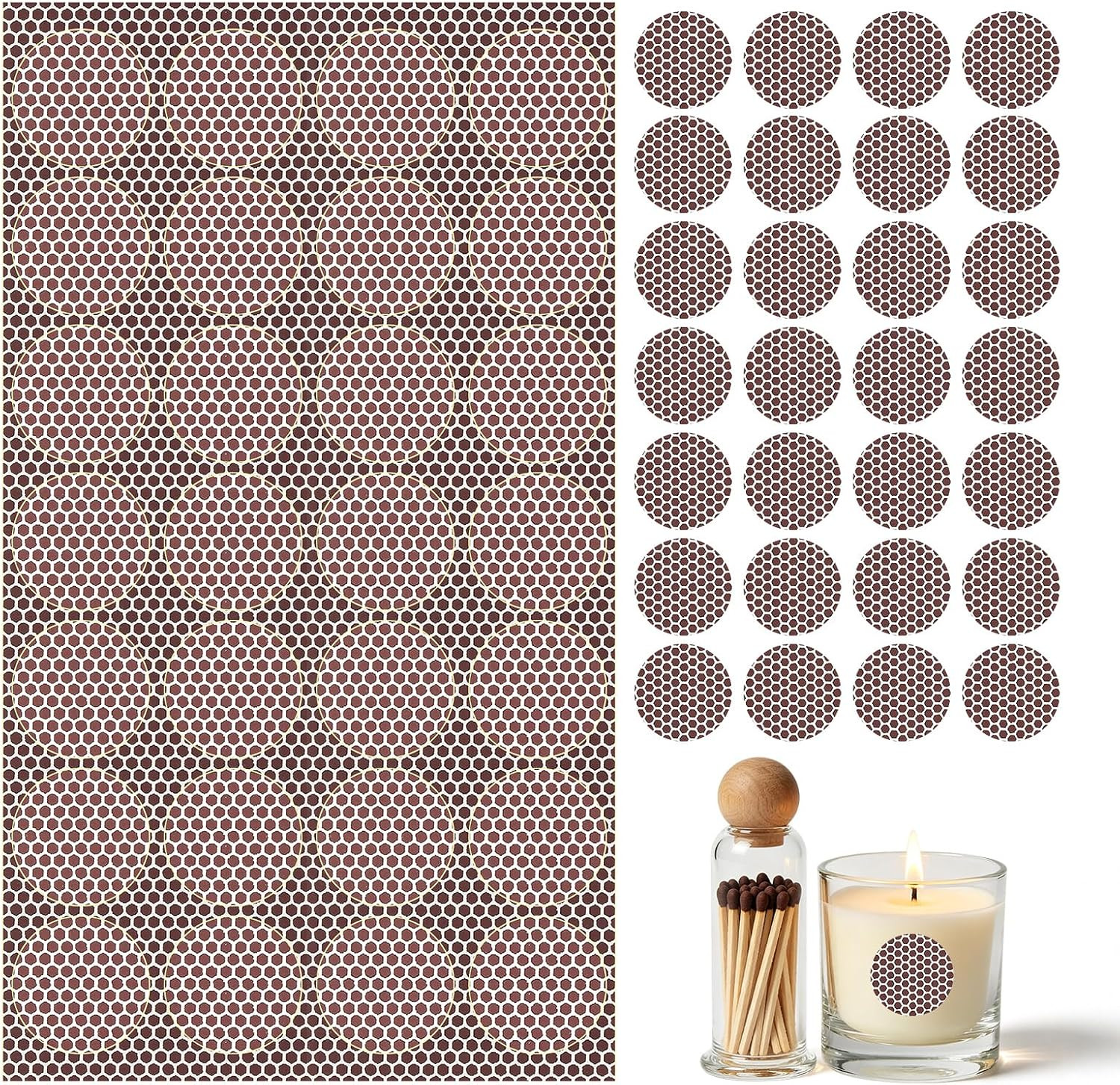 28 PCS Match Striker Stickers, Match Striker Paper with Adhesive, Ideal for Fireplace Matches (Rotundity) | Amazon (US)