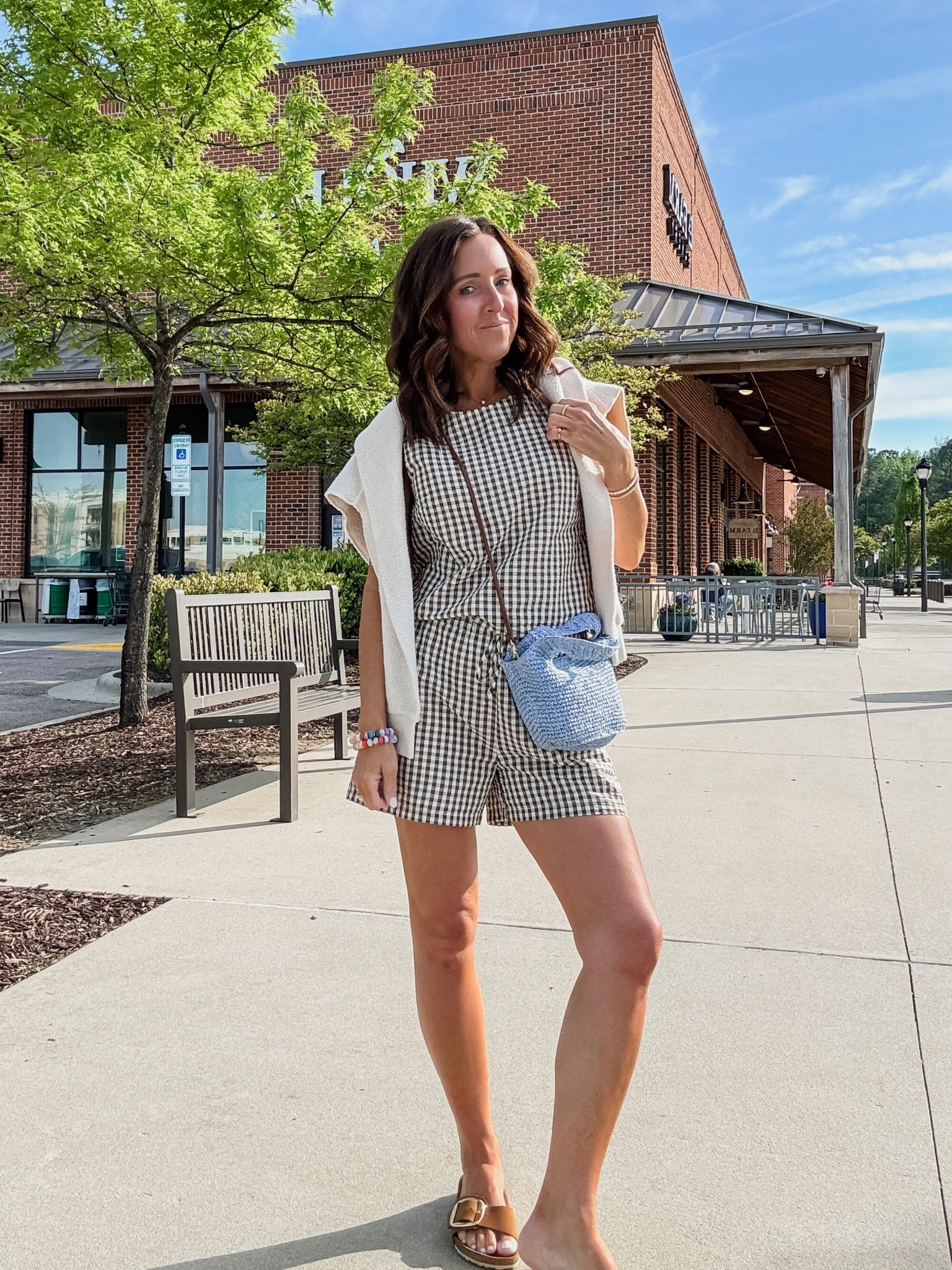 Summer gingham matching set. What to wear. Outfit of the day. 
Top XS. Shorts S. Sweatshirt M

#LTKOver40 #LTKootd #LTKSeasonal