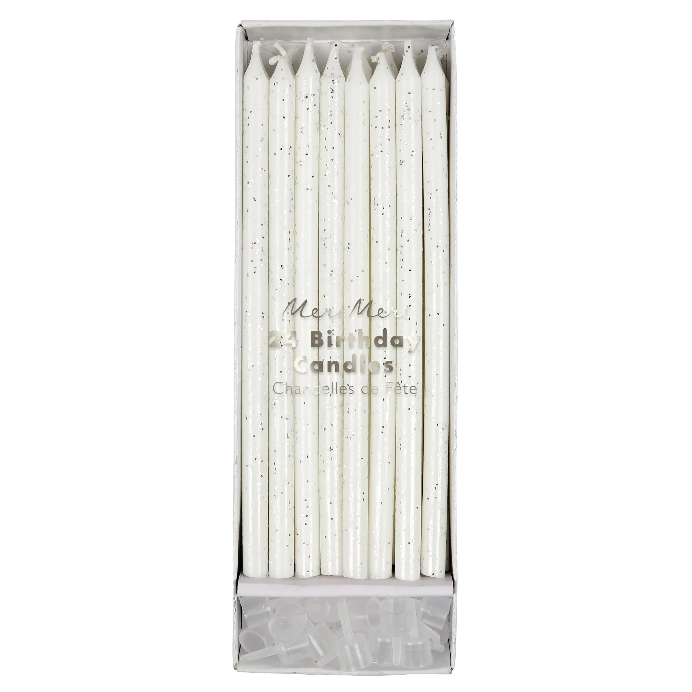 Silver Glitter Candles | Meri Meri