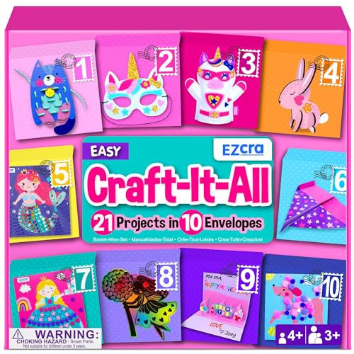 EZCRA Unicorn Craft Kits for Kids Ages 4-8 – 21 Projects in 1 Craft Box for Kids – All Inclusive No Mess Arts and Crafts Kit, Educational Activity Box for Girls | Amazon (US)
