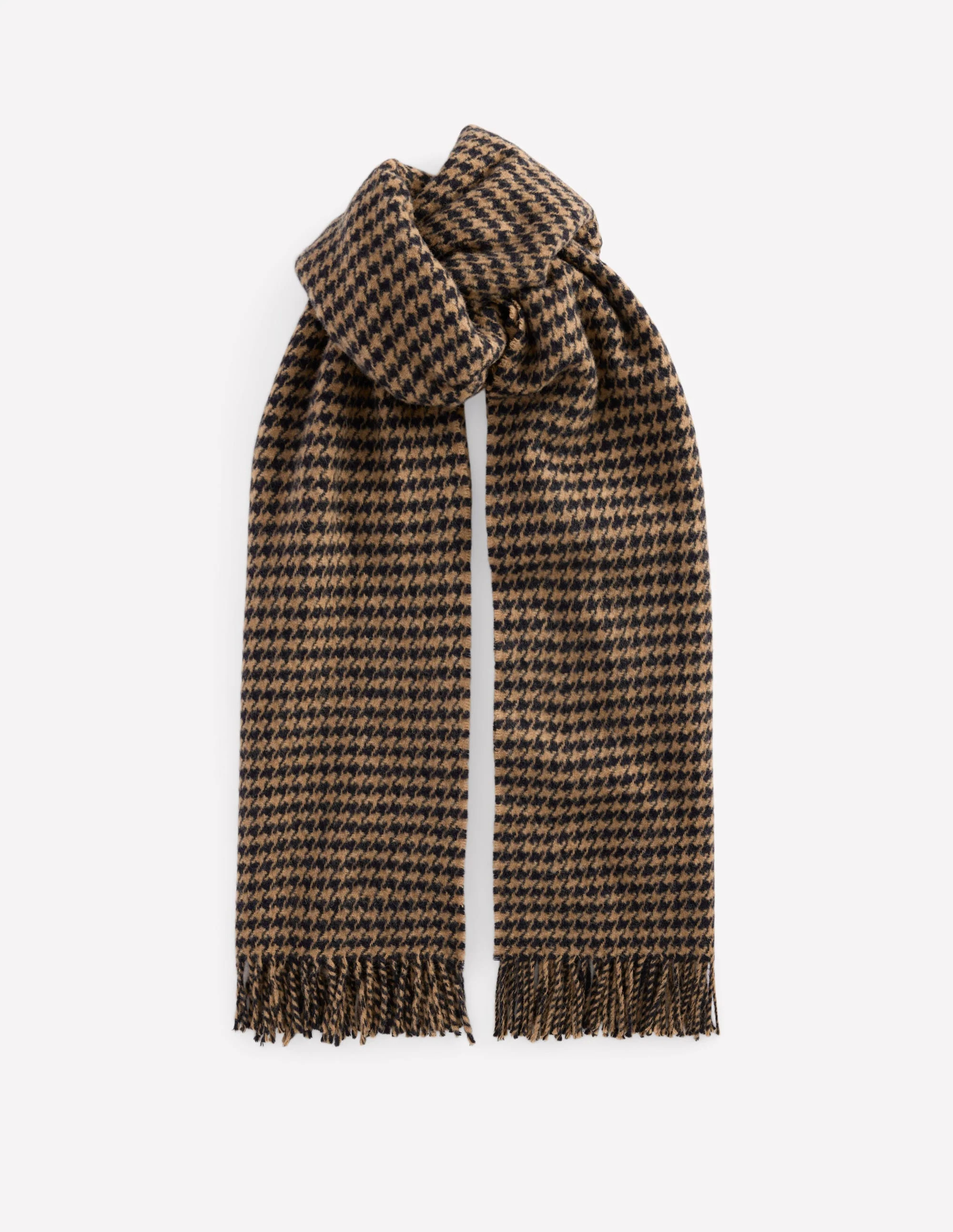 Houndstooth Blanket Scarf-Natural/Navy | Boden (US)