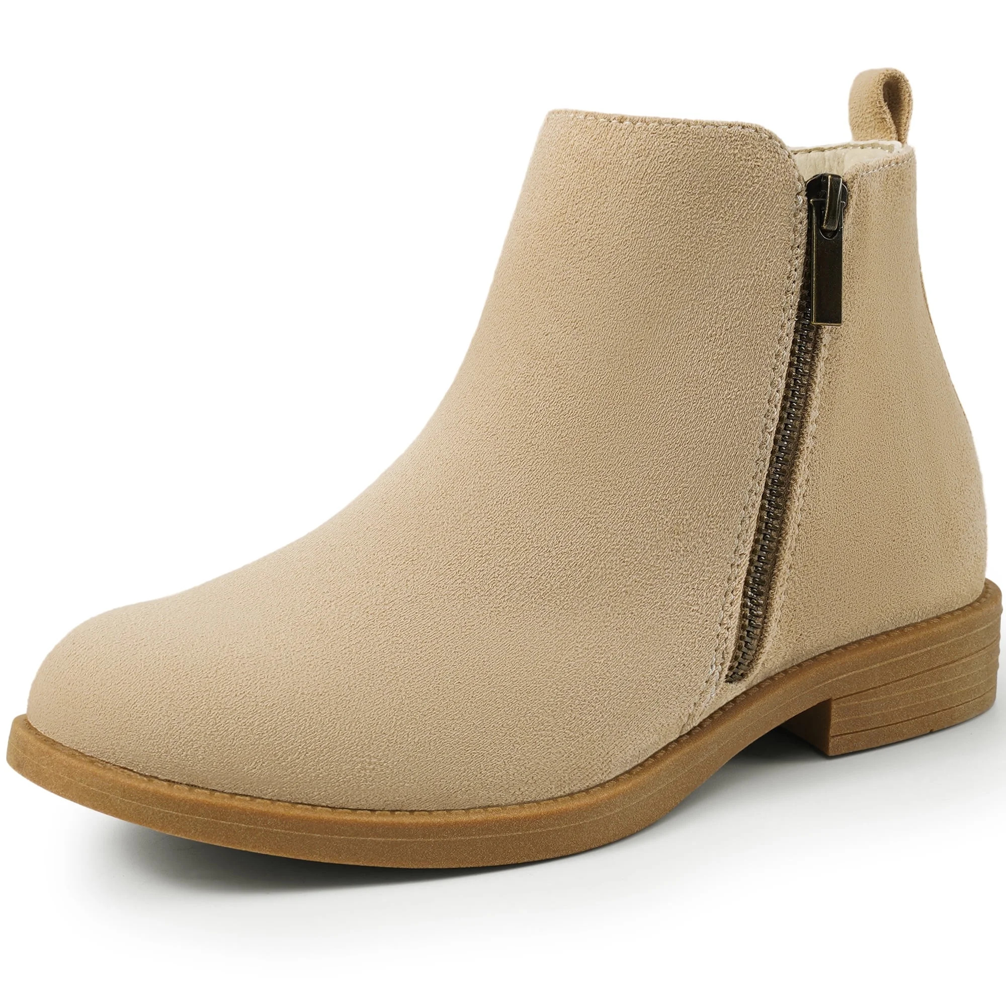 HARVEST LAND Women Chelsea Boots Zip up Short Ankle Flat Booties for Female Fall Winter | Walmart (US)