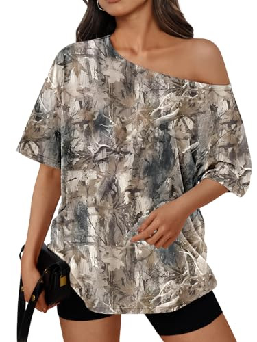 Trendy Queen Womens Off the Shoulder Tops Oversized Summer Spring T-Shirts 2026 | Amazon (US)