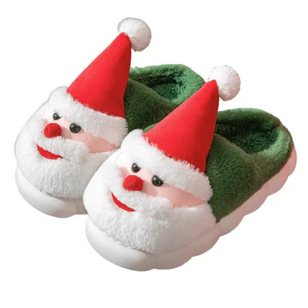 PPCHVOMEY Cute Santa Claus Slippers For Women‘s Plush Soft Warm Slippers Non- slip and Slip- on Shoes Christmas Gift | Walmart (US)