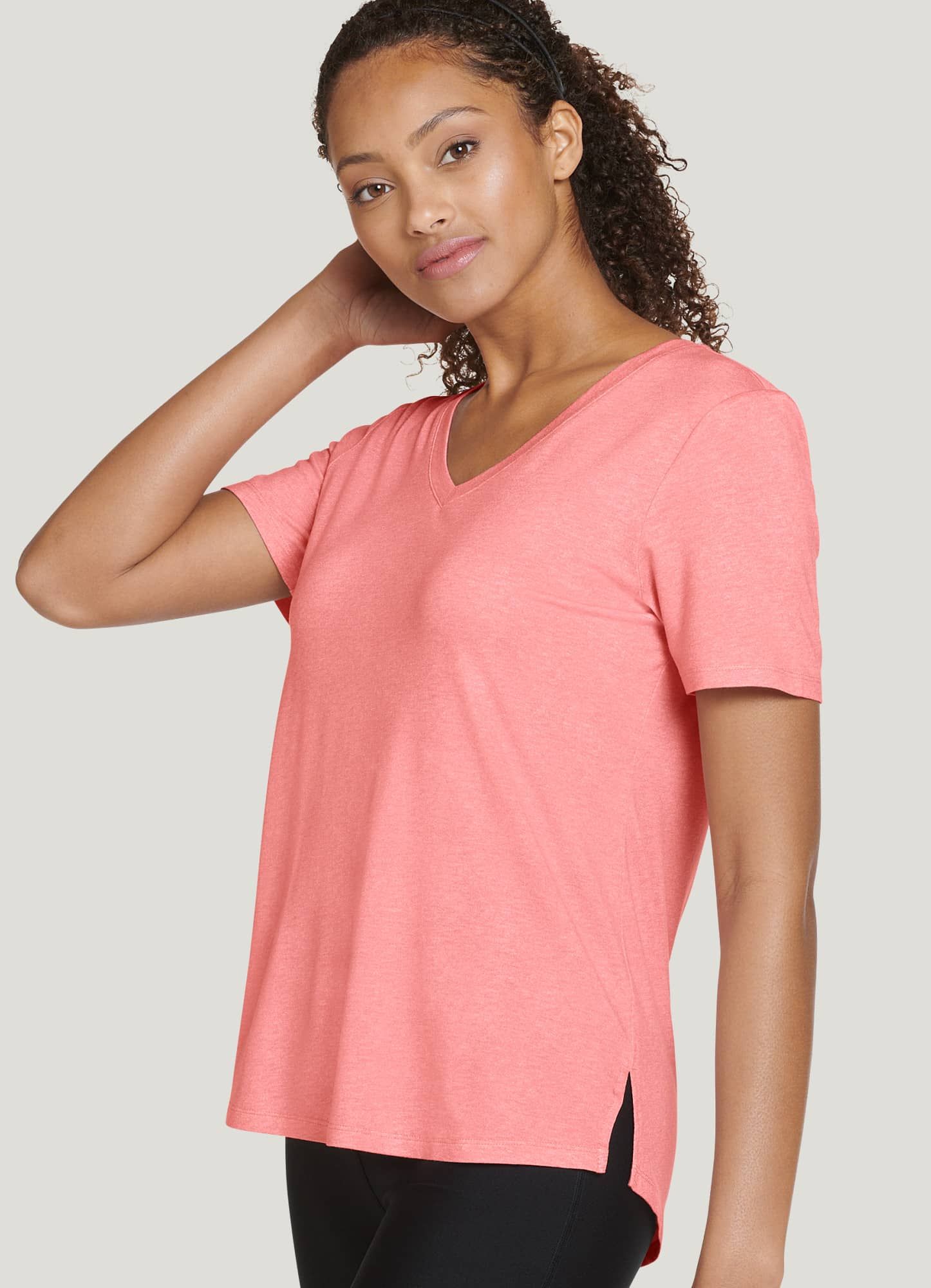 Jockey Stretch Knit V-Neck Tee with Side Slits | Jockey