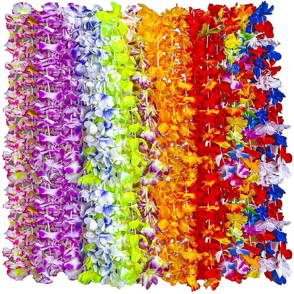 Patyflow Hawaiian Leis 50pcs, Luau Birthday Party Decorations, Hawaiian Necklace Silk Flower leis... | Amazon (US)