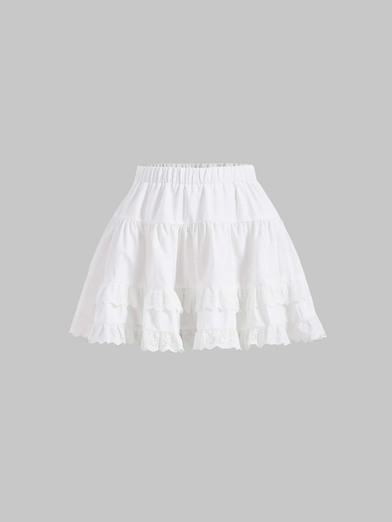 SHEIN MOD Eyelet Embroidery Ruffle Hem Skirt | SHEIN