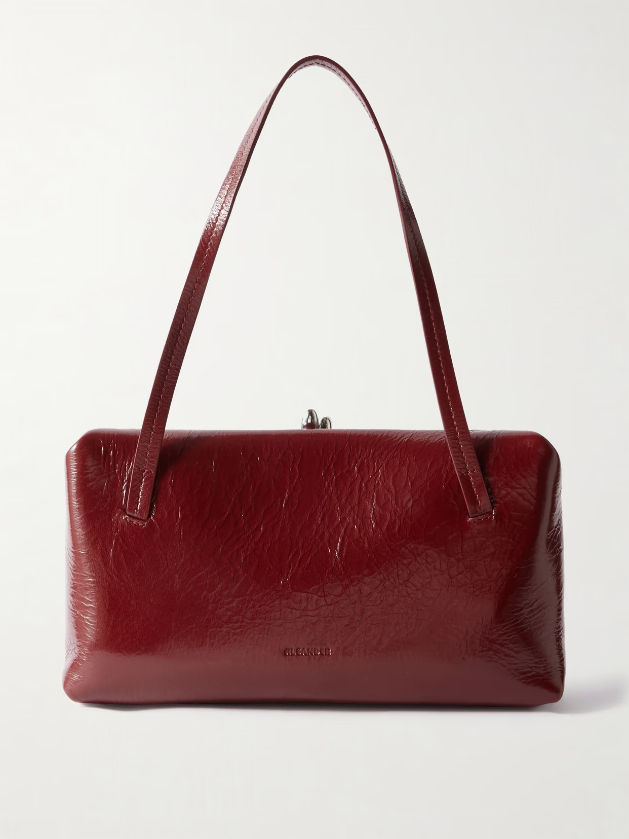 Jil Sander - Goji Pillow Cracked-leather Tote - Burgundy | NET-A-PORTER (US)