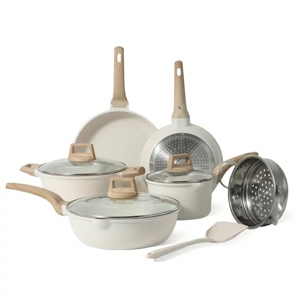 Carote Nonstick Pots and Pans Set, 10 Pcs Induction Kitchen Cookware Sets(White Granite) | Walmart (US)