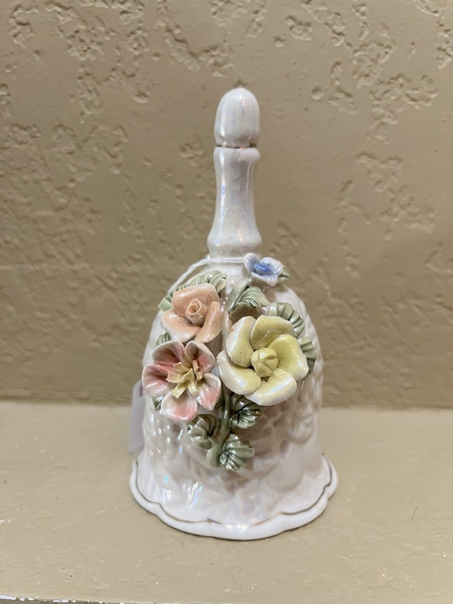 Ceramic Floral Decorative Bell, Glossy White with Pink Yellow Green Blue, 1 Pack | eBay | eBay US