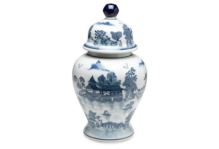 14" Lavieille Ginger Jar, Blue/White | One Kings Lane