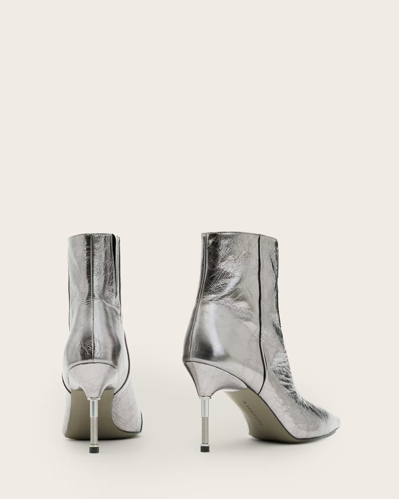 Natasha Pointed Metallic Leather Boots Gunmetal Grey | ALLSAINTS US | AllSaints US