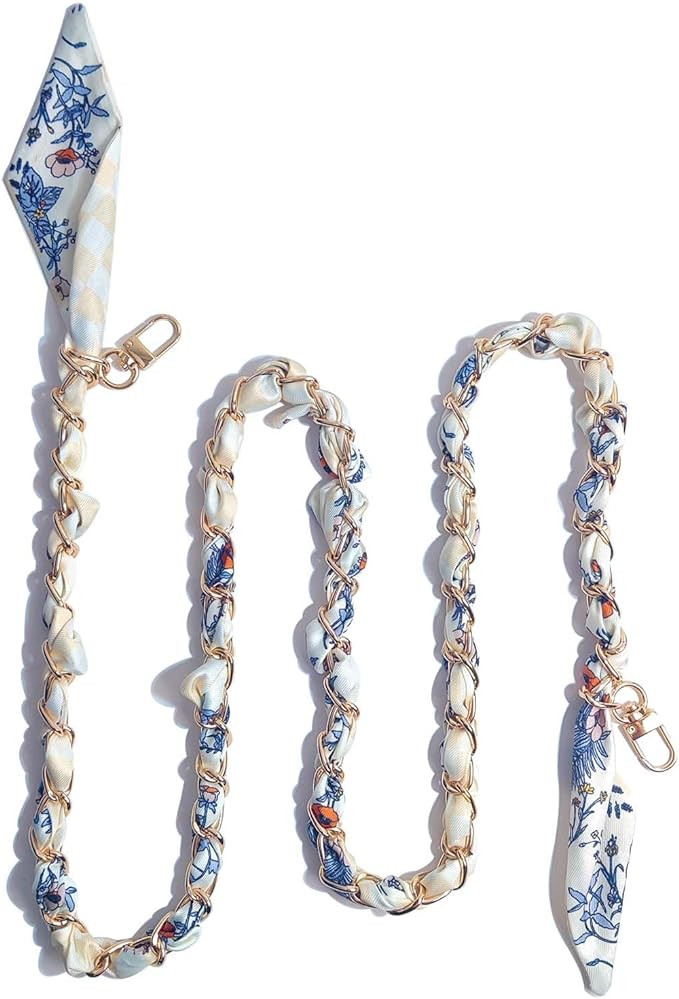 47.2IN Purse Straps Replacement Crossbody Straps Elegant Stylish Metal Silk Scarf Woven Bag Chain... | Amazon (US)