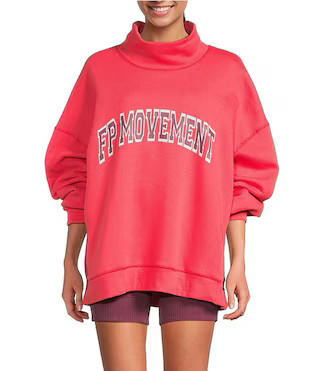 FP Movement Victory Funnel Neck Long Sleeve Oversized Sweatshirt and Biker Short Set | Dillard's