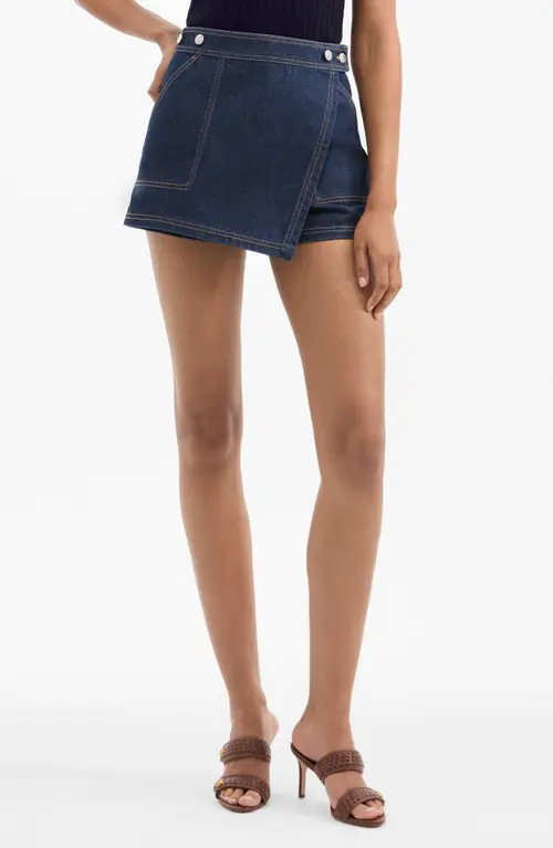 Veronica Beard Winslet Wrap Denim Miniskort in Indigo Rinse at Nordstrom, Size 0 | Nordstrom