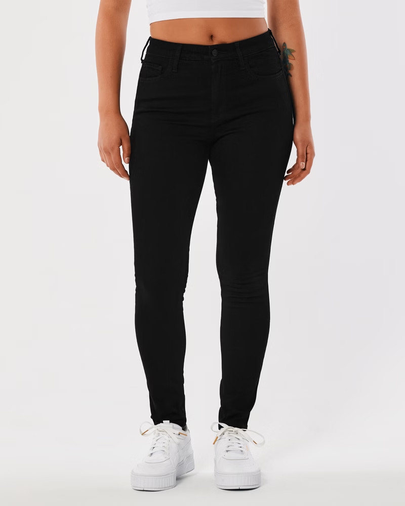 Women's High-Rise Ripped Medium Wash Super Skinny Jeans | Women's Bottoms | HollisterCo.com | Hollister (US)