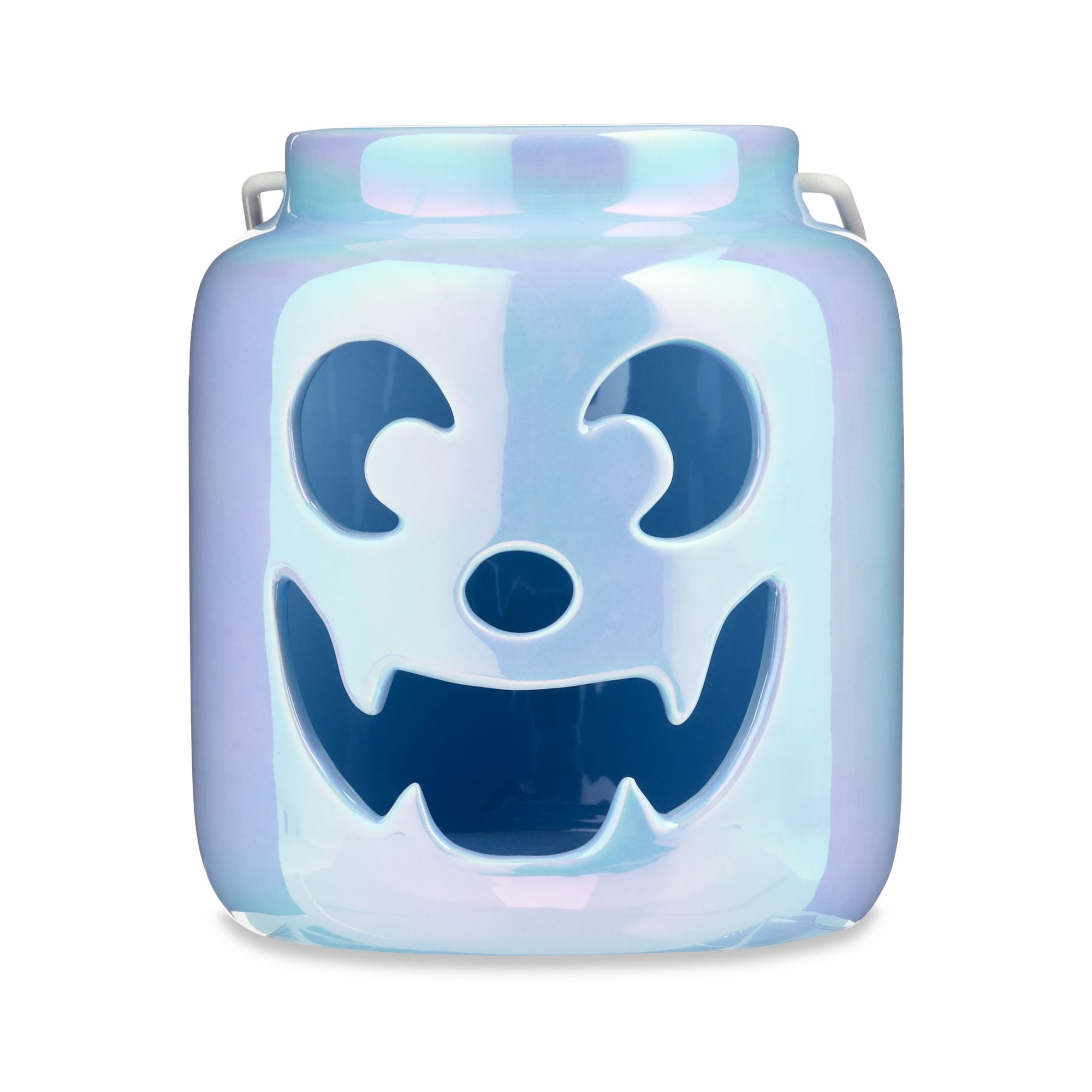 Halloween Blue Dolomite Iridescent Jack-O'-Lantern Ceramic Jar Decoration, 4.25 in Dia x 4.63 in ... | Walmart (US)