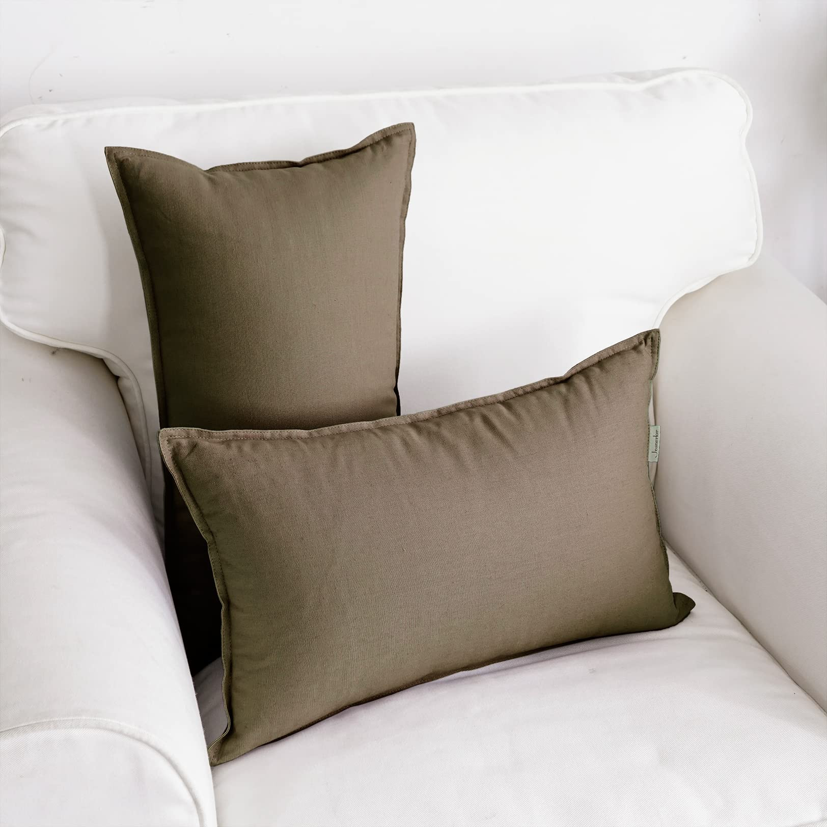 Jeanerlor Natural Cotton Linen Green Decorative 12"x20" Throw Pillow Case Cushion Cover with Twin... | Amazon (US)