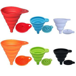 Silicone Funnel Set with Foldable, Collapsible, Food Grade for Filling Water Bottles and Liquid Transfer Tasks (6-Pack) | The Home Depot