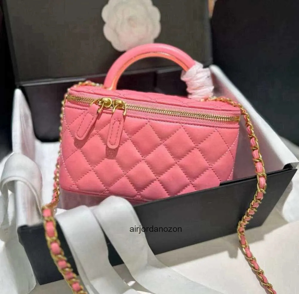 With mirror Women designer makeup bag High Quality Sheepskin Diamond Lattice Handle Vanity Box To... | DHGate