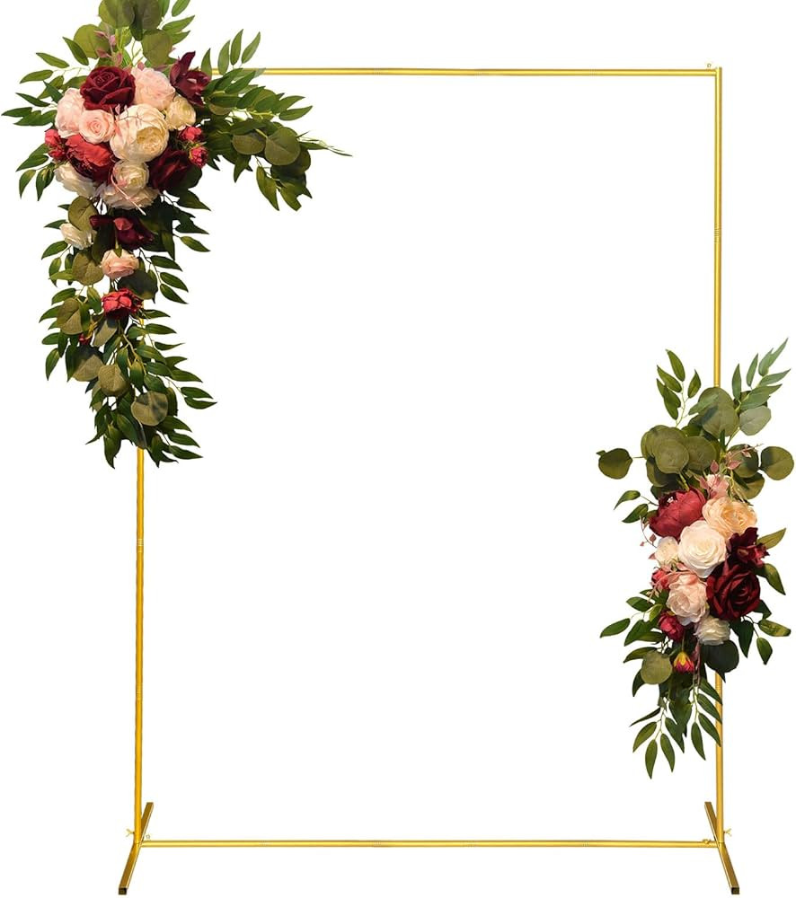 Metal Wedding Arch Backdrop Stand 6.6x5 FT Gold Square Balloon Arch Frame for Wedding, Birthday P... | Amazon (US)